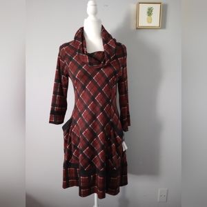Robbie bee Dress Brown 3/4 sleeves size Large brand new with tags with pockets